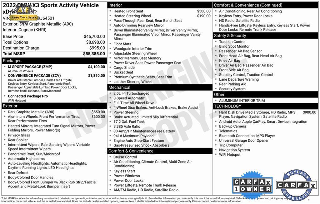 used 2022 BMW X3 car, priced at $34,999