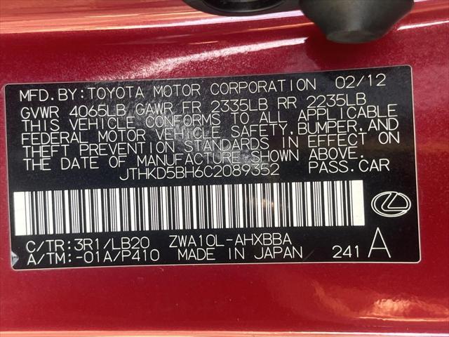 used 2012 Lexus CT 200h car, priced at $10,995