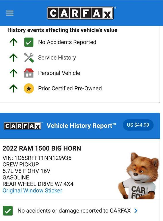 used 2022 Ram 1500 car, priced at $36,574