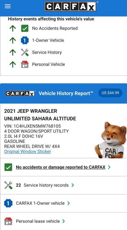used 2021 Jeep Wrangler Unlimited car, priced at $36,794