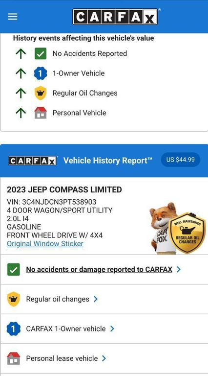used 2023 Jeep Compass car, priced at $24,974
