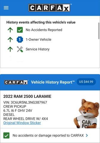 used 2022 Ram 2500 car, priced at $56,974
