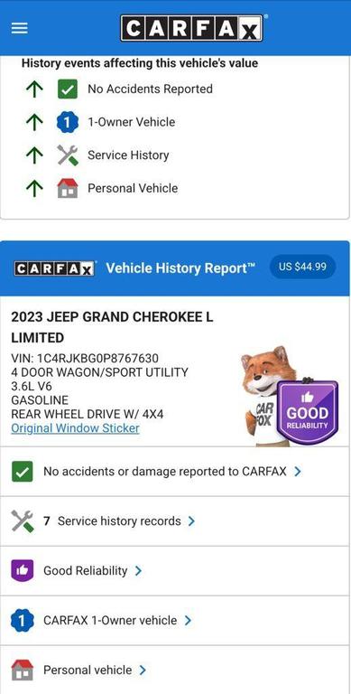 used 2023 Jeep Grand Cherokee L car, priced at $31,974