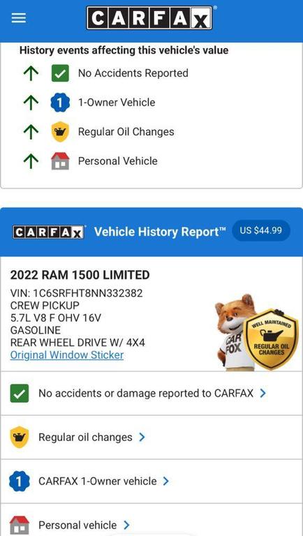 used 2022 Ram 1500 car, priced at $45,954