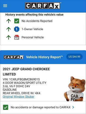 used 2021 Jeep Grand Cherokee car, priced at $26,974