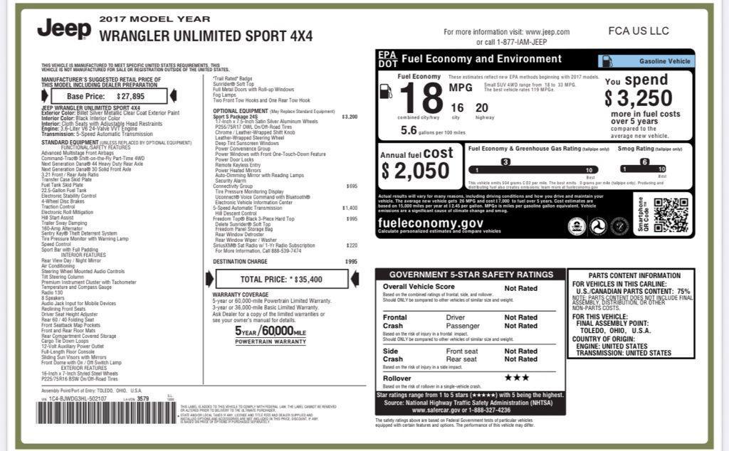 used 2017 Jeep Wrangler Unlimited car, priced at $14,974