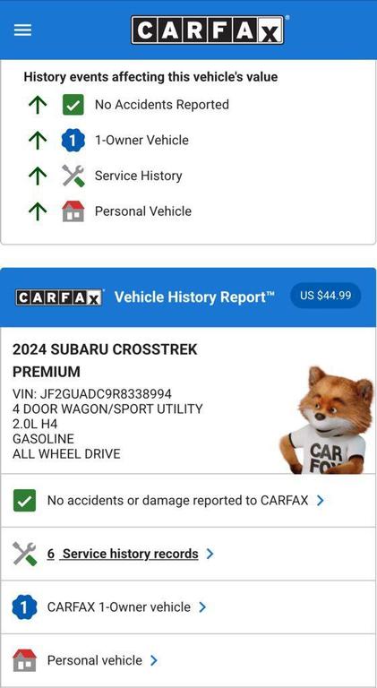 used 2024 Subaru Crosstrek car, priced at $22,574