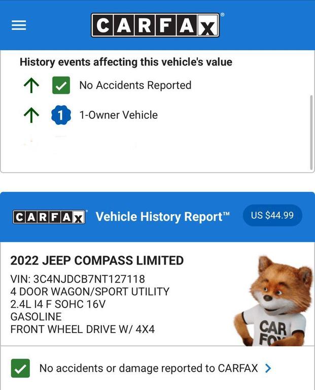 used 2022 Jeep Compass car, priced at $22,974
