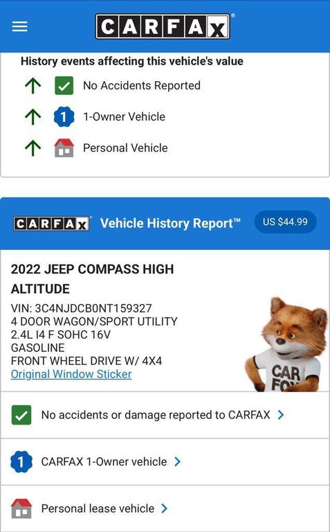 used 2022 Jeep Compass car, priced at $24,974