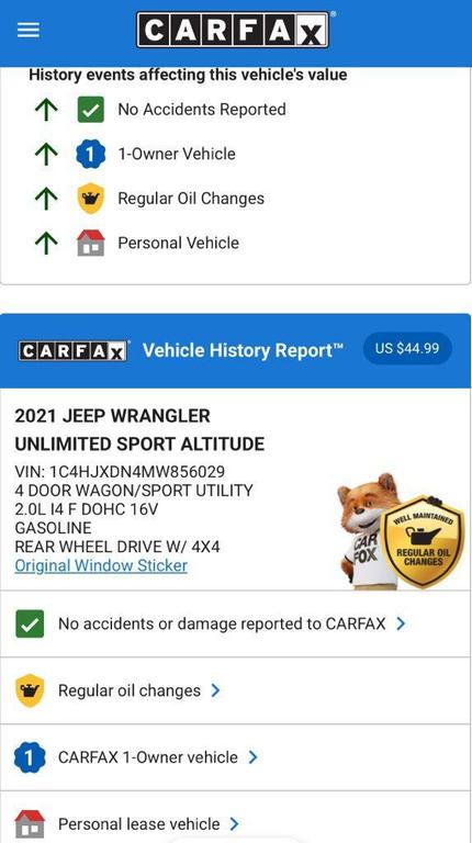 used 2021 Jeep Wrangler Unlimited car, priced at $28,974