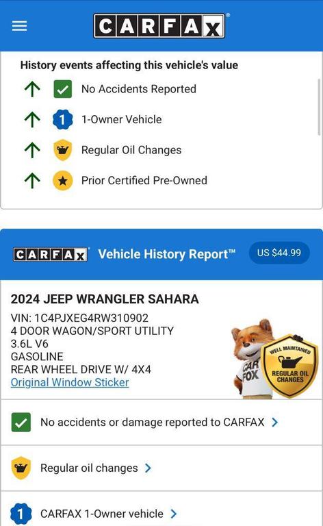 used 2024 Jeep Wrangler car, priced at $43,894