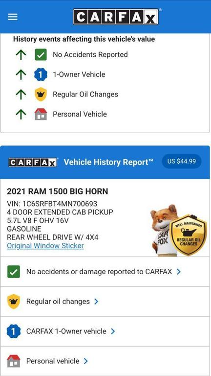 used 2021 Ram 1500 car, priced at $27,574