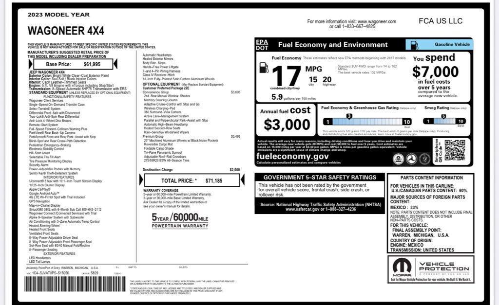 used 2023 Jeep Wagoneer car, priced at $43,974