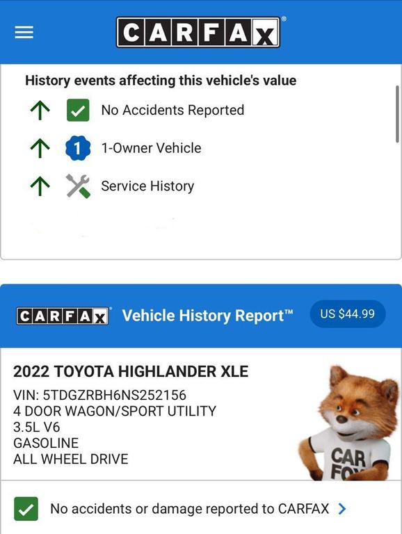 used 2022 Toyota Highlander car, priced at $23,974