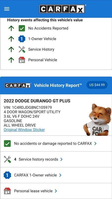 used 2022 Dodge Durango car, priced at $36,754