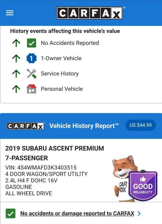 used 2019 Subaru Ascent car, priced at $15,974