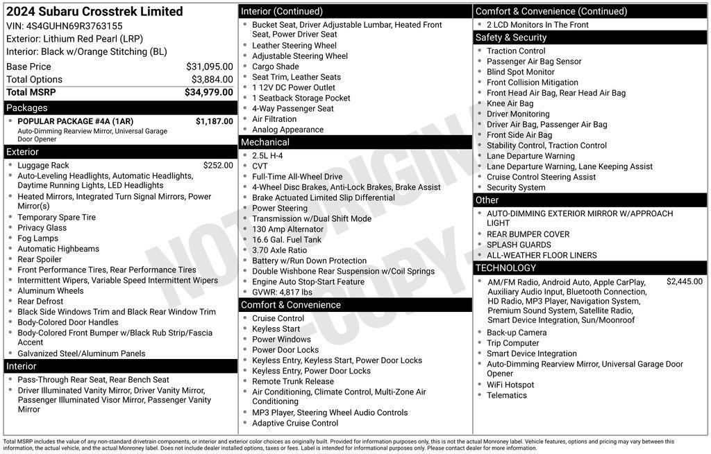 used 2024 Subaru Crosstrek car, priced at $29,605