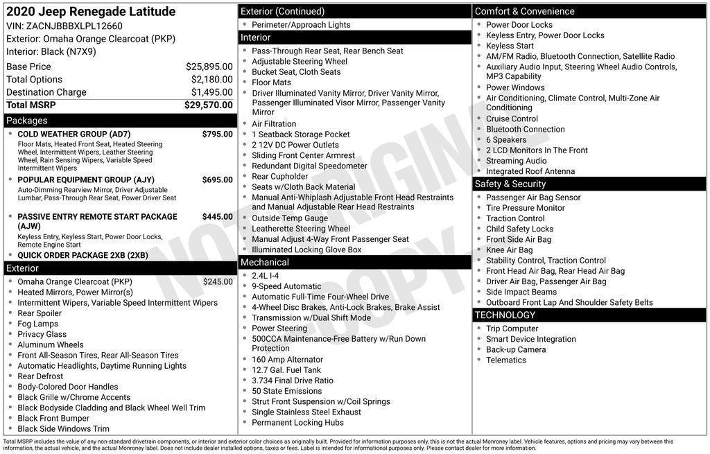 used 2020 Jeep Renegade car, priced at $17,735