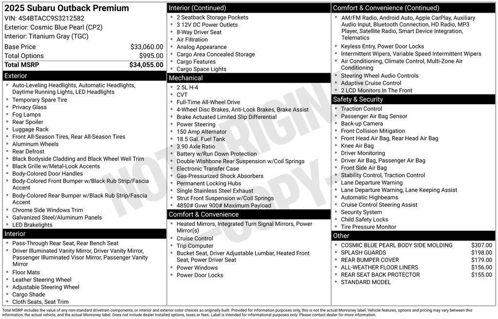 used 2025 Subaru Outback car, priced at $31,597