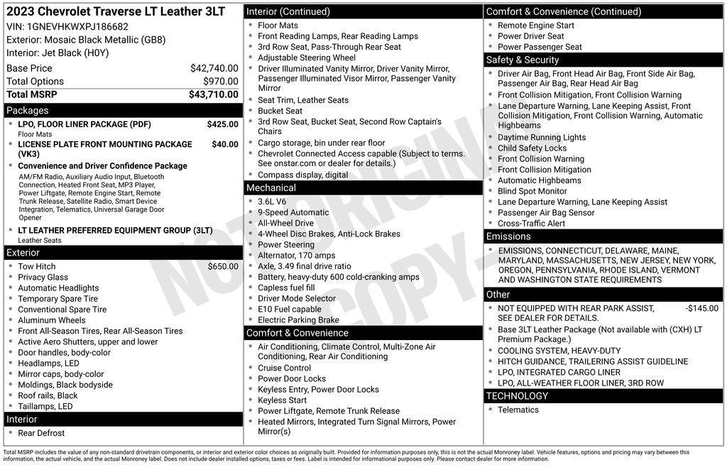 used 2023 Chevrolet Traverse car, priced at $33,731