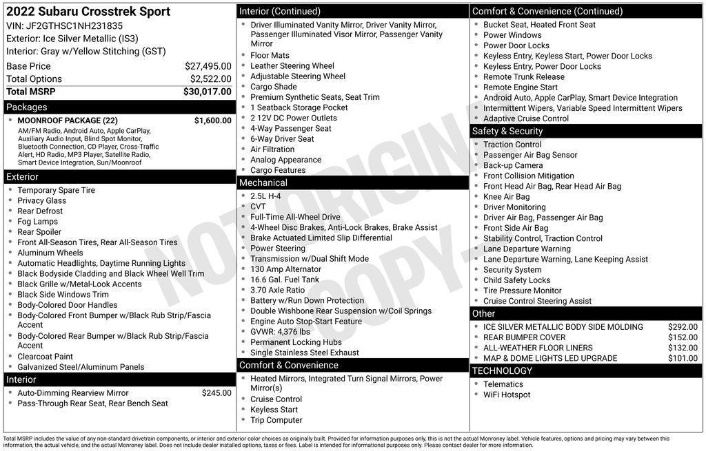 used 2022 Subaru Crosstrek car, priced at $25,629
