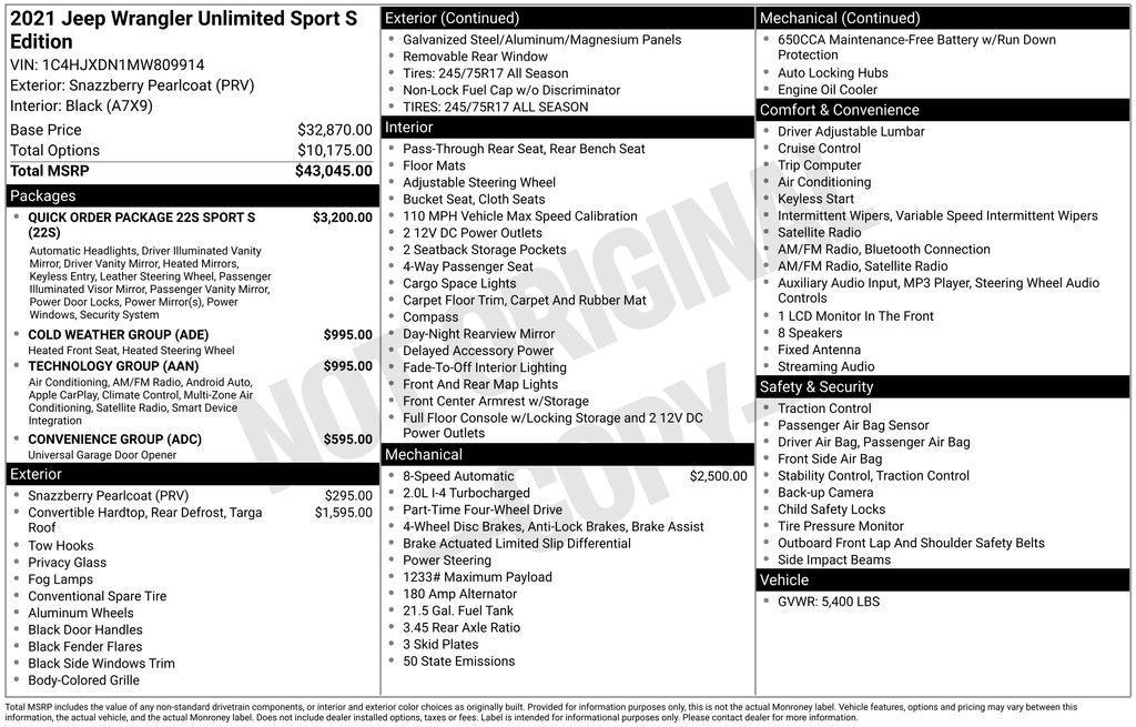used 2021 Jeep Wrangler Unlimited car, priced at $26,643