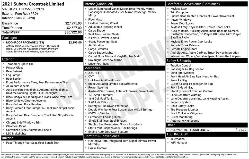 used 2021 Subaru Crosstrek car, priced at $25,551