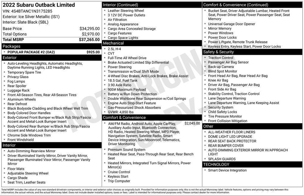 used 2022 Subaru Outback car, priced at $26,971
