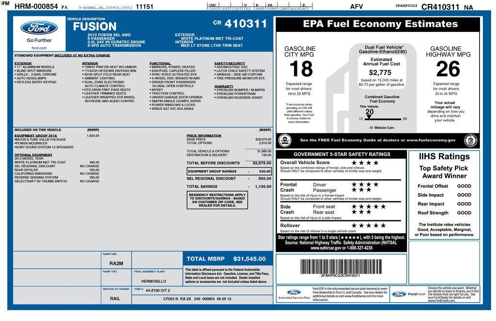 used 2012 Ford Fusion car, priced at $9,495