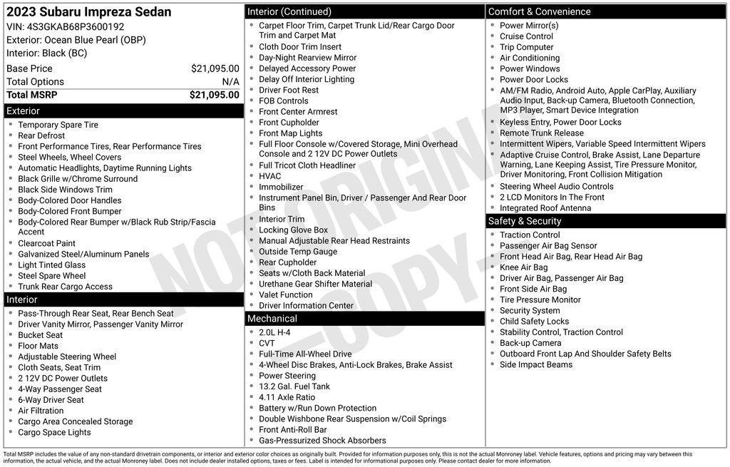 used 2023 Subaru Impreza car, priced at $21,867