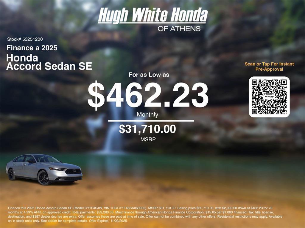 new 2025 Honda Accord car, priced at $31,710