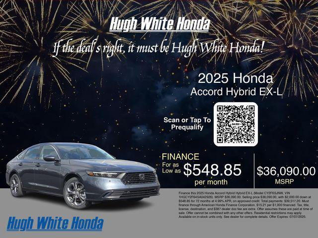 new 2025 Honda Accord Hybrid car, priced at $36,090