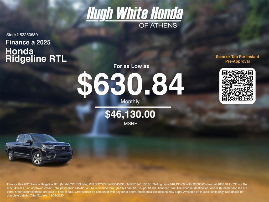 new 2025 Honda Ridgeline car, priced at $46,130