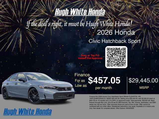 new 2026 Honda Civic car, priced at $29,445