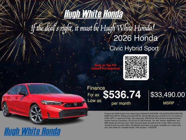 new 2026 Honda Civic Hybrid car, priced at $33,490