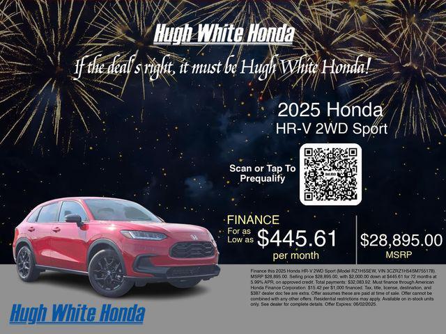 new 2025 Honda HR-V car, priced at $28,895