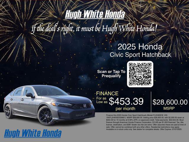 new 2025 Honda Civic car, priced at $28,600