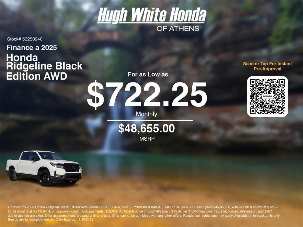 new 2025 Honda Ridgeline car, priced at $48,655