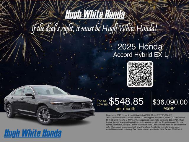 new 2025 Honda Accord Hybrid car, priced at $36,090