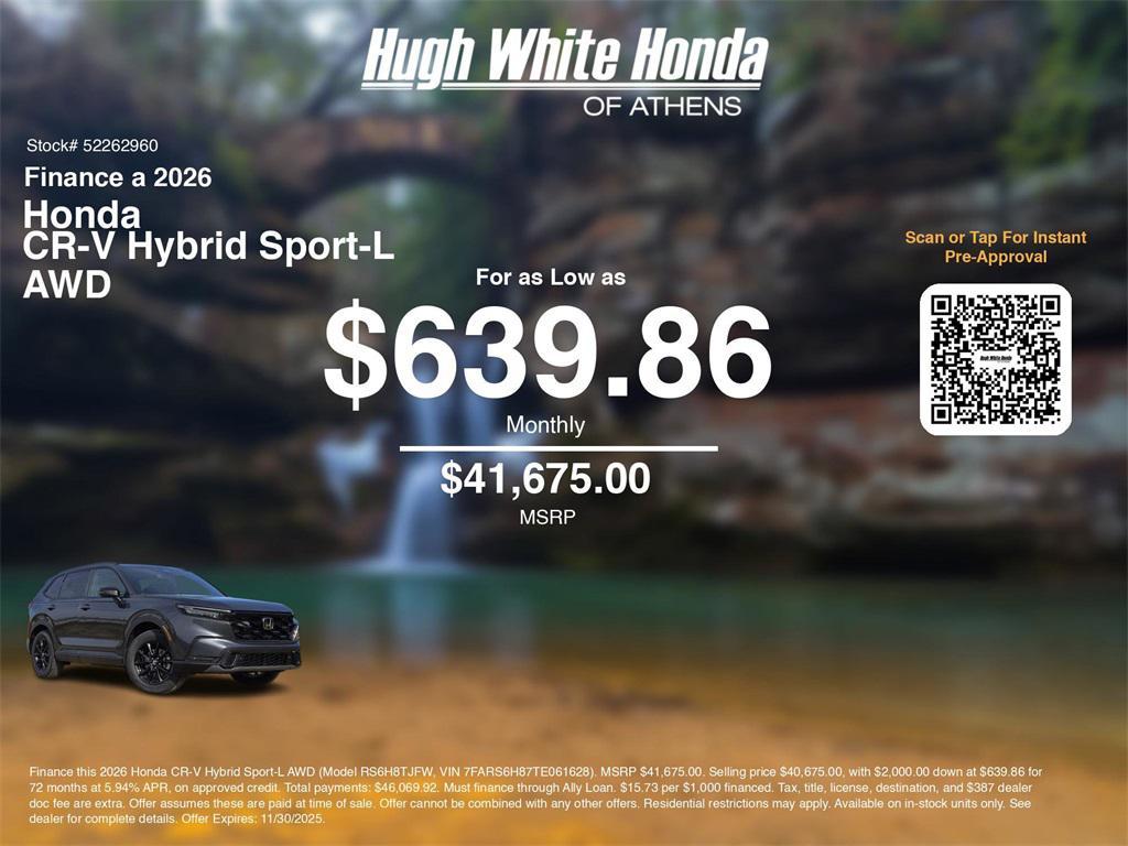 new 2026 Honda CR-V Hybrid car, priced at $41,675