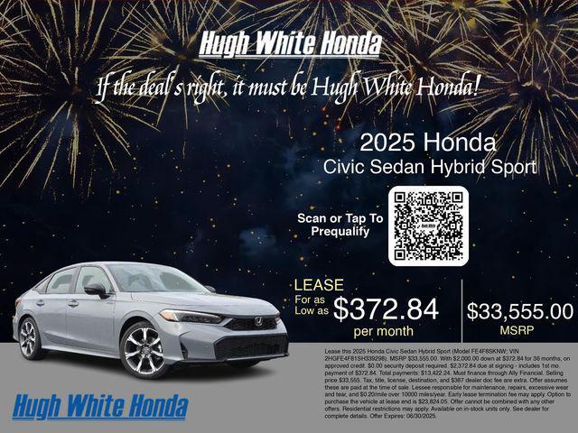 new 2025 Honda Civic Hybrid car, priced at $33,555