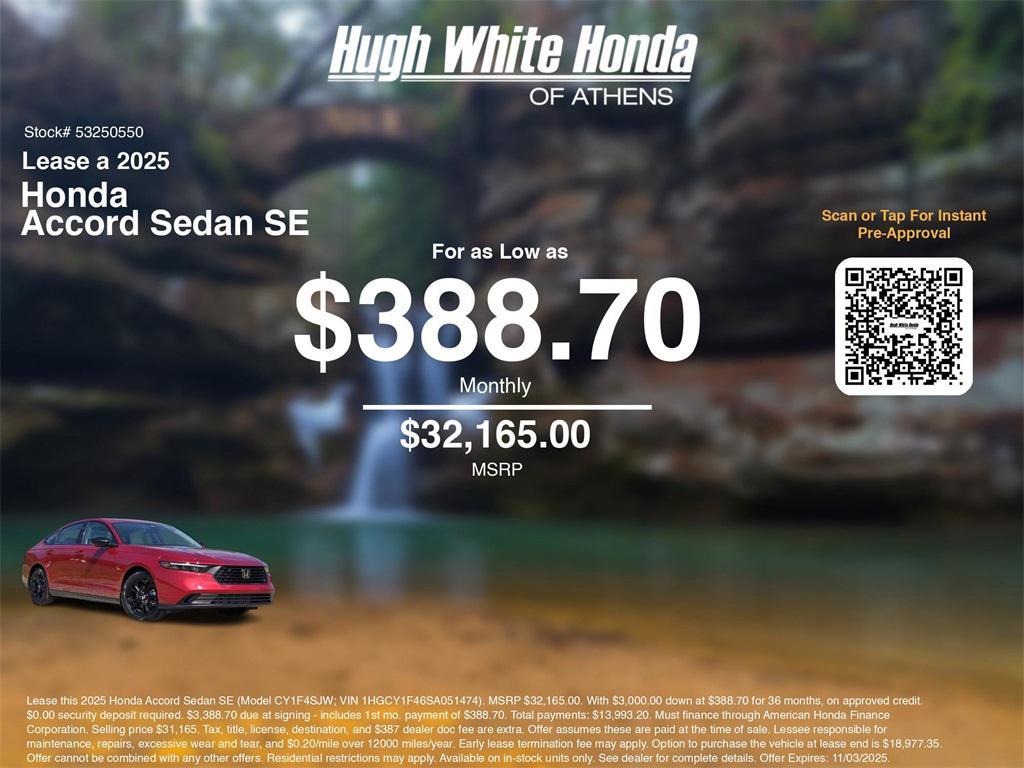 new 2025 Honda Accord car, priced at $32,165
