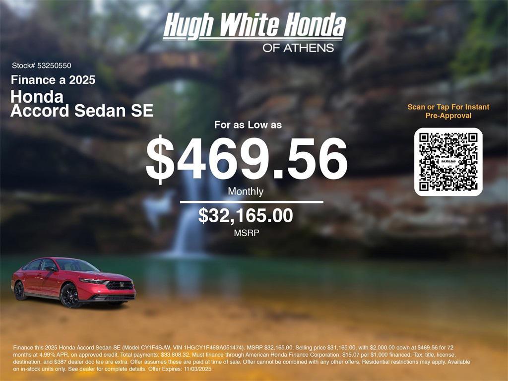new 2025 Honda Accord car, priced at $32,165