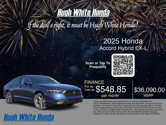 new 2025 Honda Accord Hybrid car, priced at $36,090