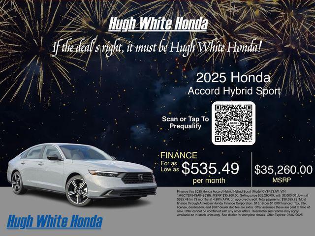 new 2025 Honda Accord Hybrid car, priced at $35,260