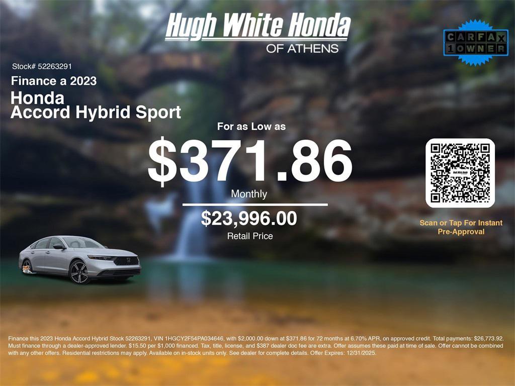 used 2023 Honda Accord Hybrid car, priced at $23,996