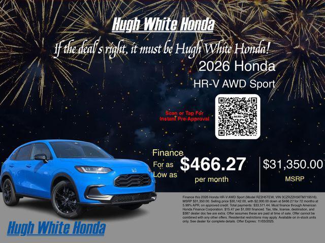 new 2026 Honda HR-V car, priced at $31,350