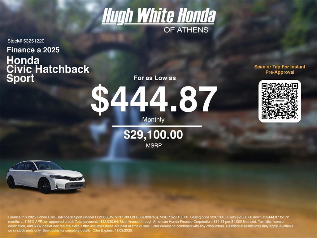 new 2025 Honda Civic car, priced at $29,100