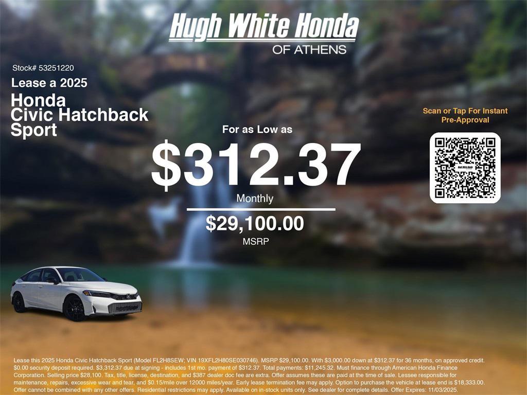 new 2025 Honda Civic car, priced at $29,100
