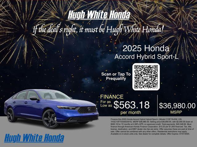 new 2025 Honda Accord Hybrid car, priced at $36,980
